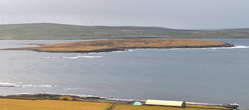 View of Eynhallow from Midhowe