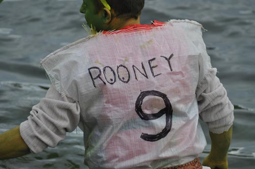 Mark Hull as Shrek - or Manchester United's Number 9, Wayne Rooney